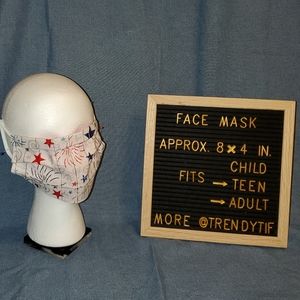 Patriotic Firework Face Covering Mask Shield Washable Reusable